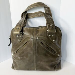 Kale Bowler Handbag Tate Purse Leather Zipper Closure Suede Lining Vintage As Is